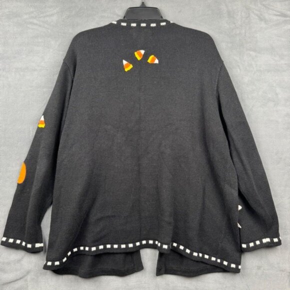 The Quacker Factory Halloween Pumpkin Candy Corn Cardigan Sweater 2X - Picture 5 of 5